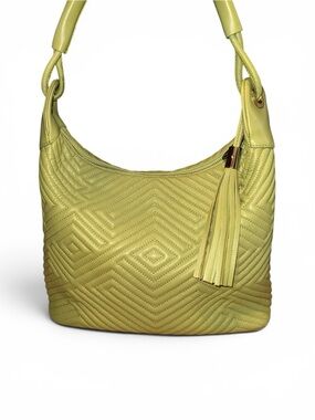 Bally Quilted Green Lambskin Suede-Lined Hobo Bag